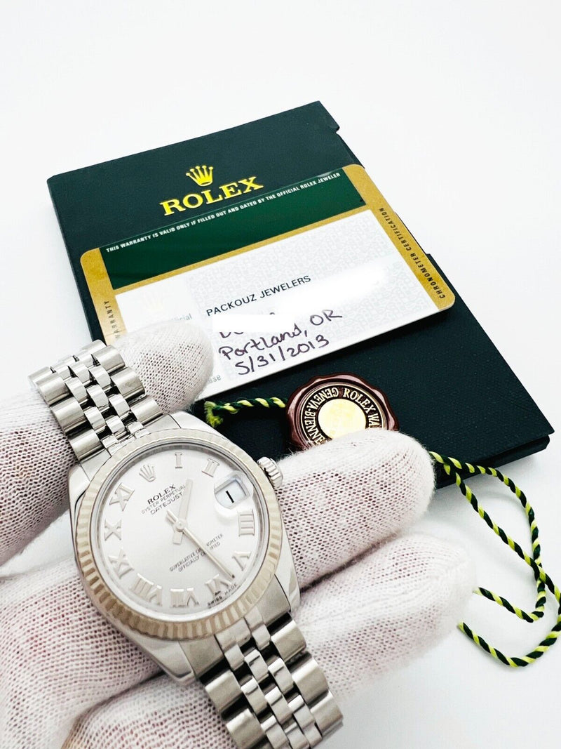 Rolex 178274 Datejust Midsize Silver Roman Dial Steel Box Paper 2013