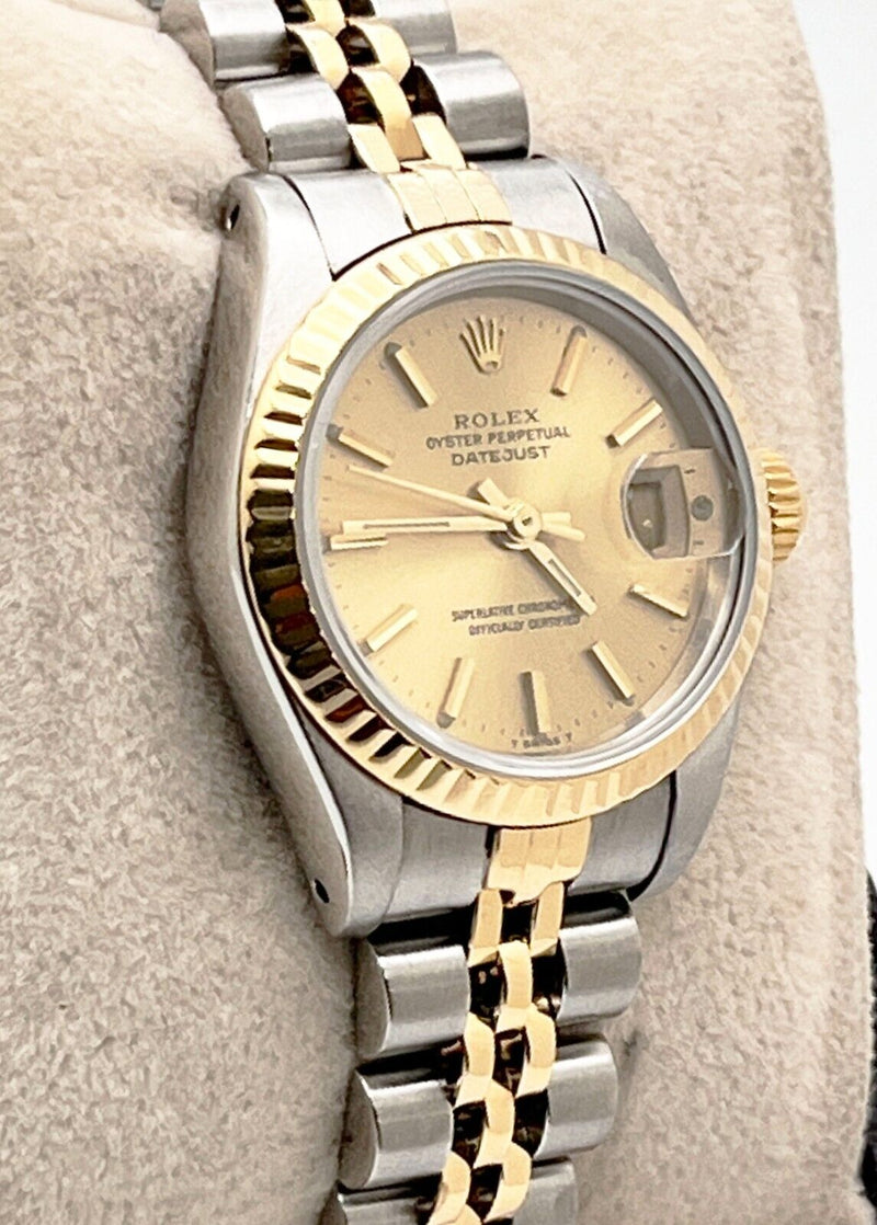 Rolex Datejust Ladies 69173 Champagne Dial 18K Yellow Gold Steel Box Paper