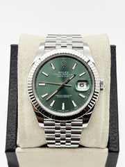 2024 Rolex 126334 Datejust 41 Mint Green Dial Steel & 18K Gold Box Paper Jubilee