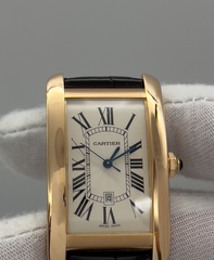 Cartier 2505 Tank Americaine Large 18K Rose Gold Leather Strap