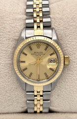 Rolex Date Ladies 6917 Champagne Dial 18K Yellow Gold Stainless Steel