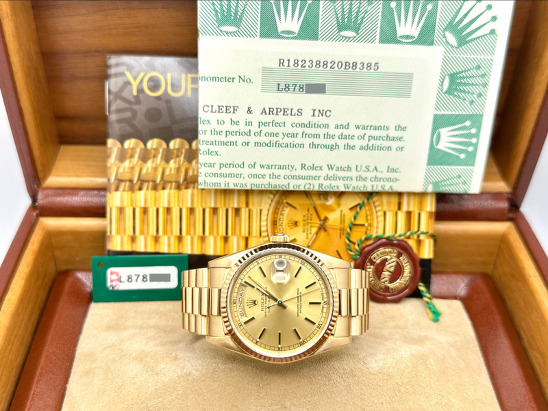 Van Cleef & Arpels Rolex Day Date President 18238 VCA 18K Yellow Gold