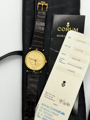 Corum $10 Coin Watch 1893 18K Yellow Gold Leather Strap Travel Pouch Paper