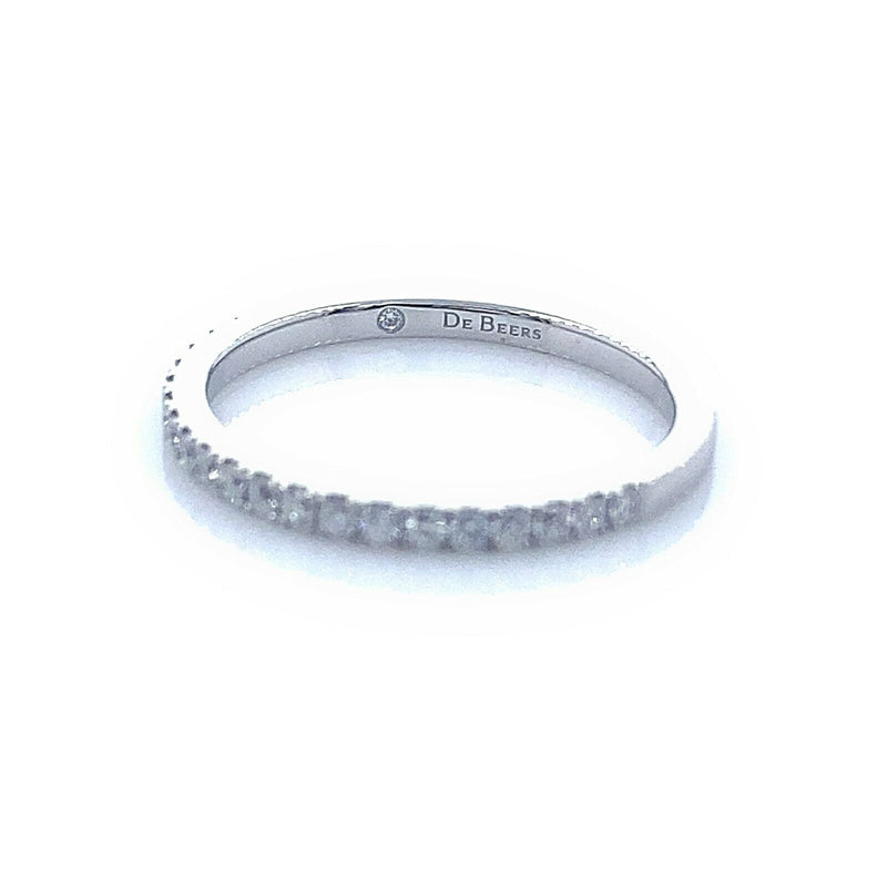 De Beers Platinum Diamond 0.20 TCW Classic Half Eternity Wedding Band RingPapers