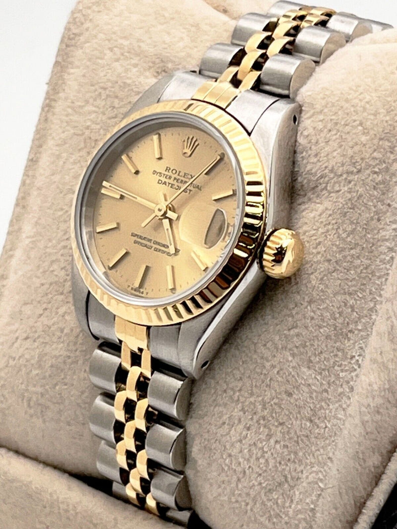 Rolex Datejust Ladies 69173 Champagne Dial 18K Yellow Gold Steel Box Paper