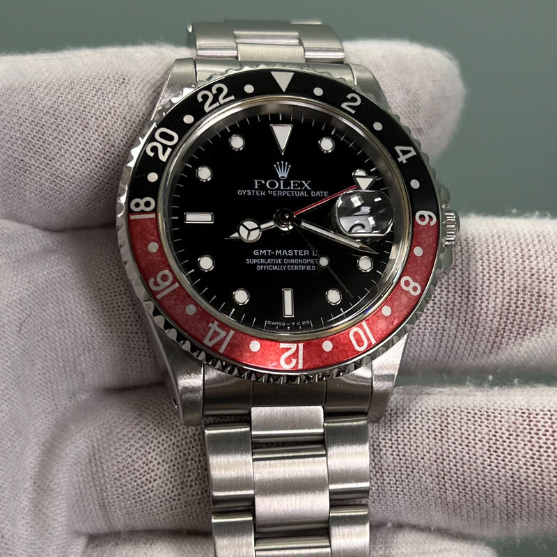 Rolex GMT Master II 16710 40mm Red Black Coke Bezel Stainless Steel Box Paper