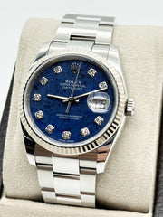 Rolex 116234 FACTORY Sodalite Diamond Dial Stainless 18K Gold Box Paper 2006