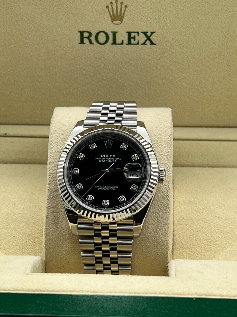 Rolex Datejust 41 126334 Black Diamond Dial Steel 18K White Gold Jubilee Band