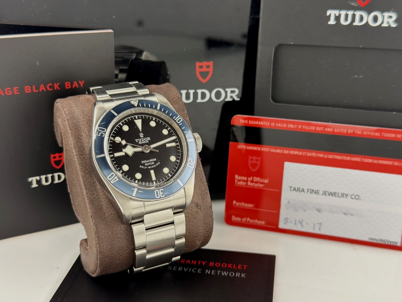Tudor Black Bay Heritage 79220B 41mm Blue Bezel Black Dial Steel Box P