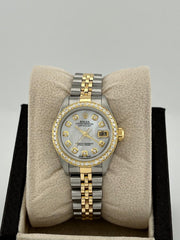 Rolex Ladies Datejust 79173 MOP Diamond Dial Bezel 18K Yellow Gold Steel 26mm