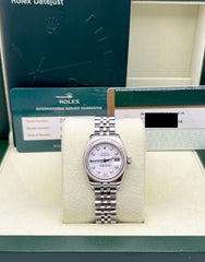 Rolex 179174 Ladies Datejust White Diamond Dial Steel & 18K White Gold Box Paper