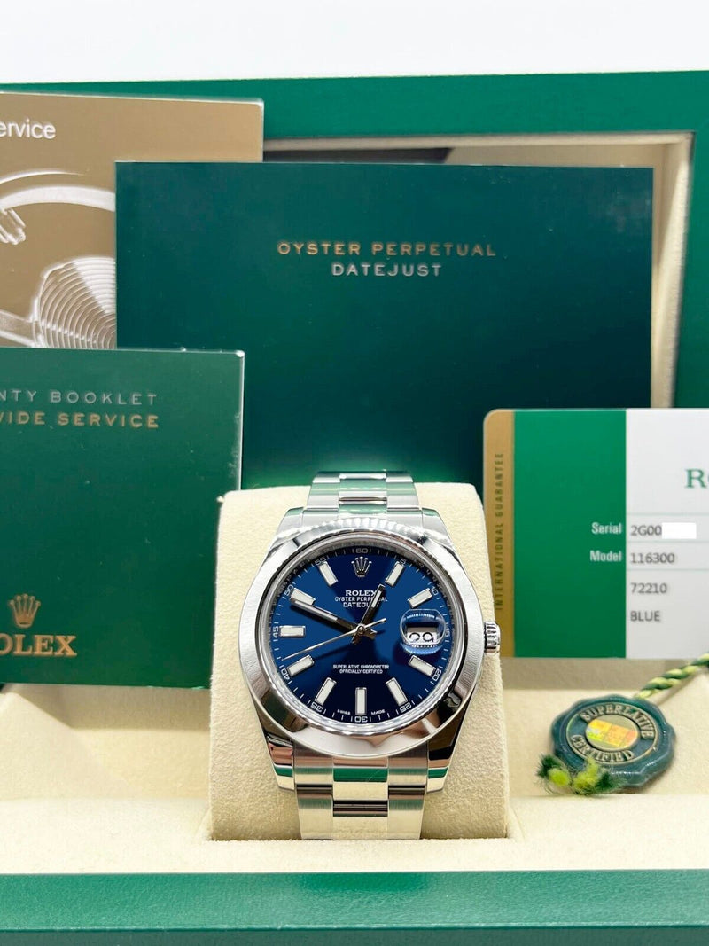 Rolex 116300 Datejust II 41 Blue Dial Stainless Steel Box Paper 2016