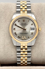 Rolex Datejust Midsize 31mm 178273 Silver Diamond VI 18K Gold Steel Box Paper