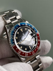 Rare Rolex 16750 GMT Master Pepsi Stainless Steel Original Spider Glossy Dial