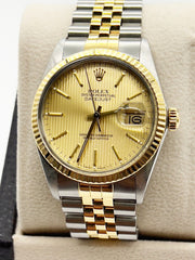 Rolex Datejust 16013 36mm Champagne Tapestry Dial 18K Gold Stainless Steel