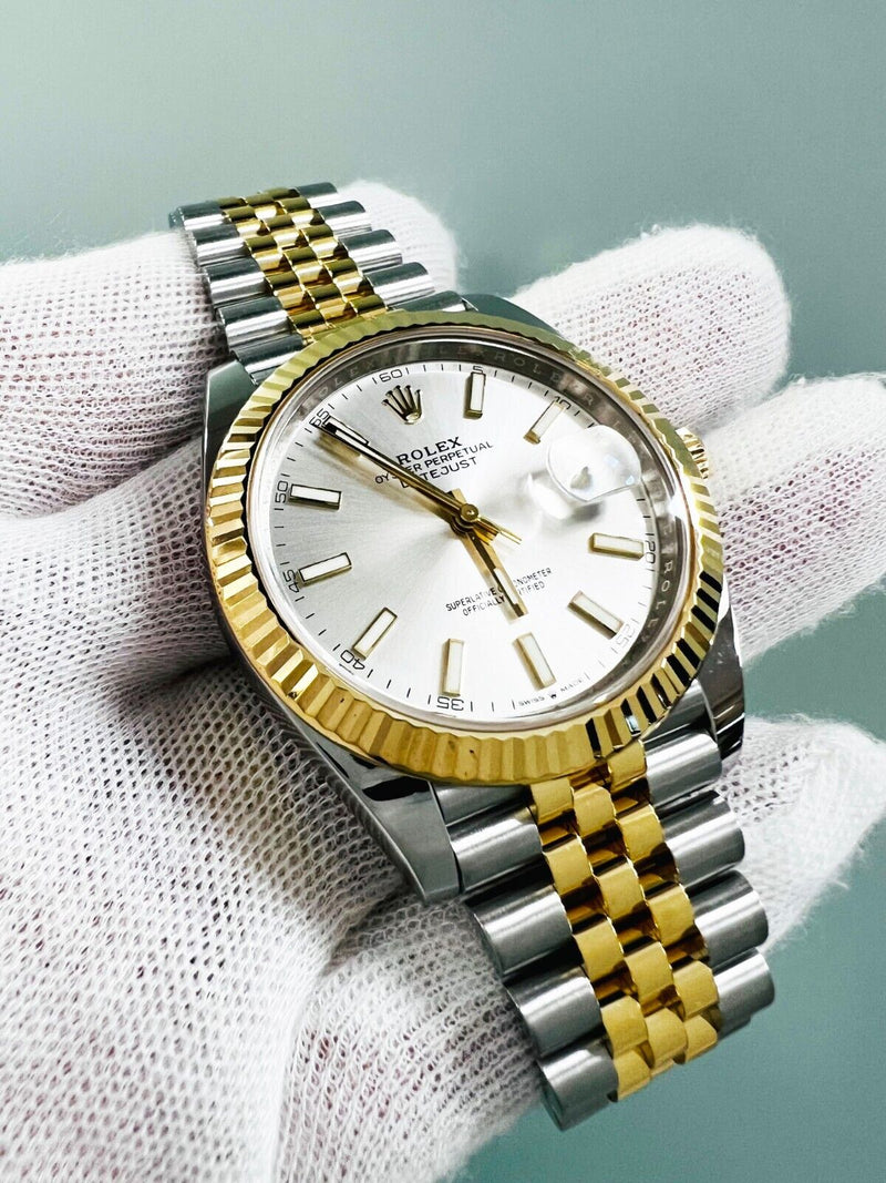 2023 Rolex 126333 Datejust 41 Silver Dial 18K Yellow Gold Stainless Box Paper