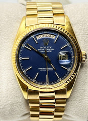 Rolex President Day Date 1803  18K Yellow Gold Rare Blue Pie Pan Dial