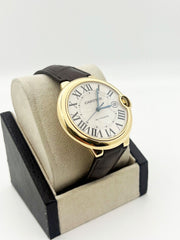 Cartier Ref 2998 Ballon Bleu 42mm 18K Yellow Gold Leather Band