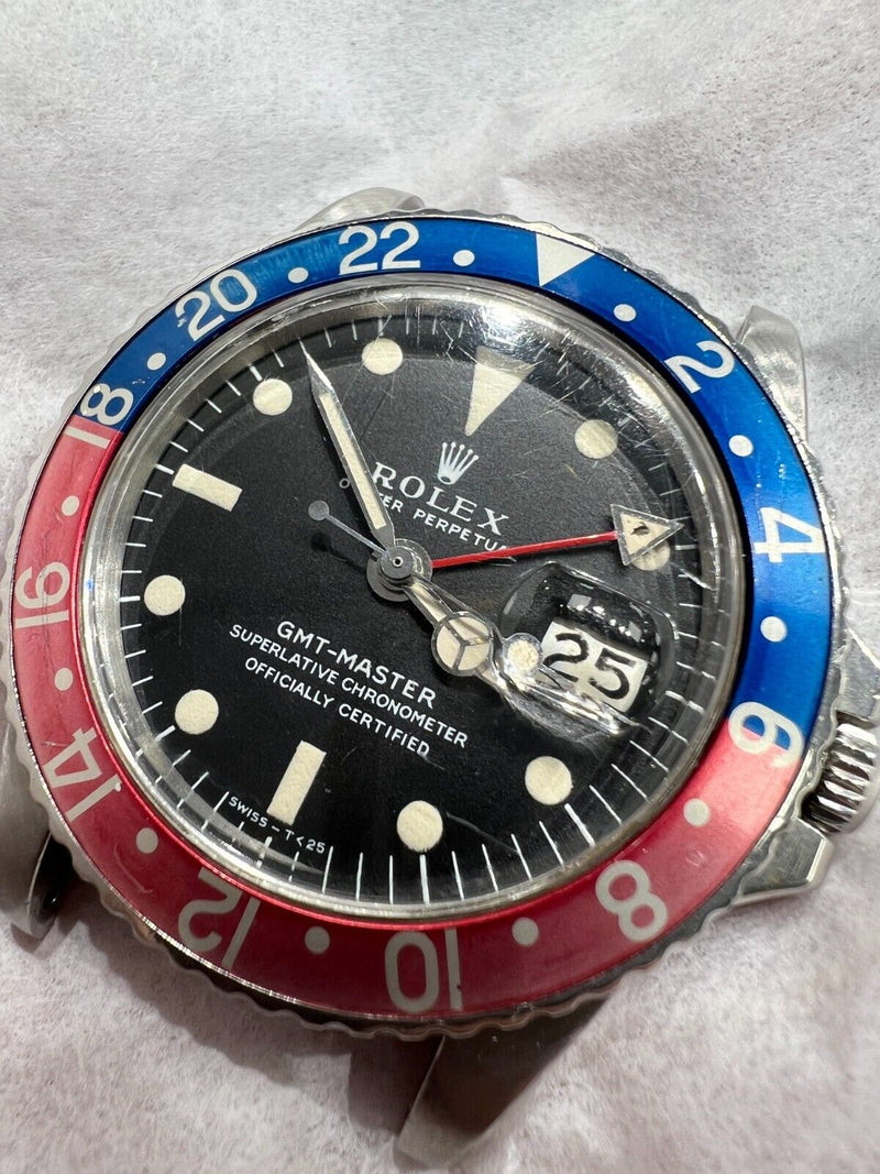 Vintage 1675 Rolex Pepsi GMT Master Long E Stainless Steel Jubilee All Original