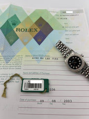 Rolex Ladies Oyster Perpetual 76094 Black Dial Steel Jubilee Band Box Paper 24mm