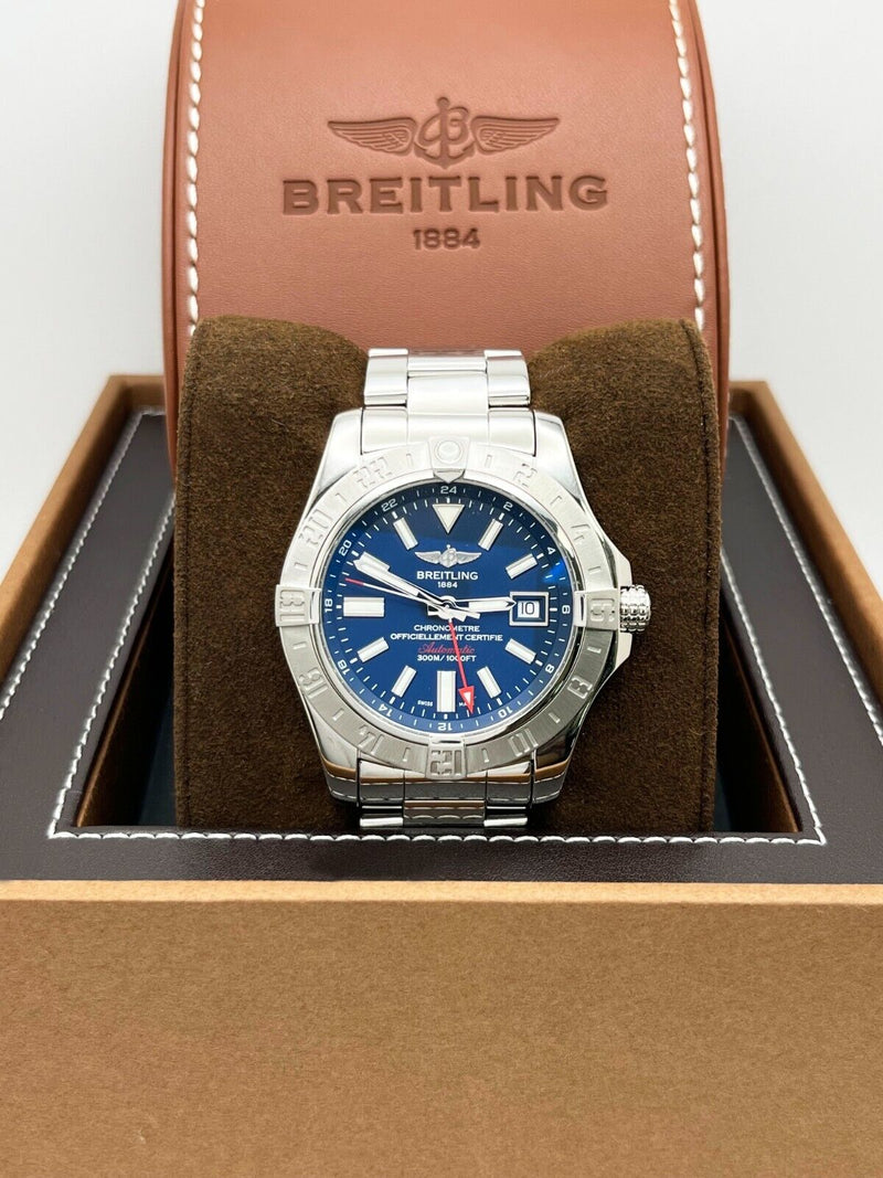 Breitling A32390 Avenger II GMT Blue Dial Stainless Steel Box Paper