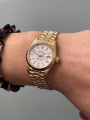 Rolex Ladies President 69178 Datejust White Dial 18K Yellow Gold