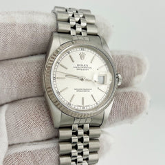 Rolex Datejust 16234 36mm Silver Dial 18K White Gold Stainless Steel Box Paper