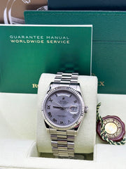 Rolex 118239 President Day Date 36mm 18K White Gold Rhodium Dial Box Booklets