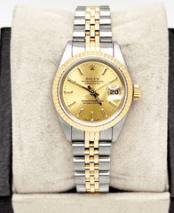 Rolex Ladies Datejust 79173 Champagne Dial 18K Yellow Gold Box Paper