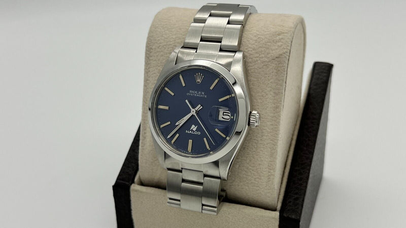 Rolex Oysterdate 6694 34mm Rare Nalco Blue Dial Stainless Steel