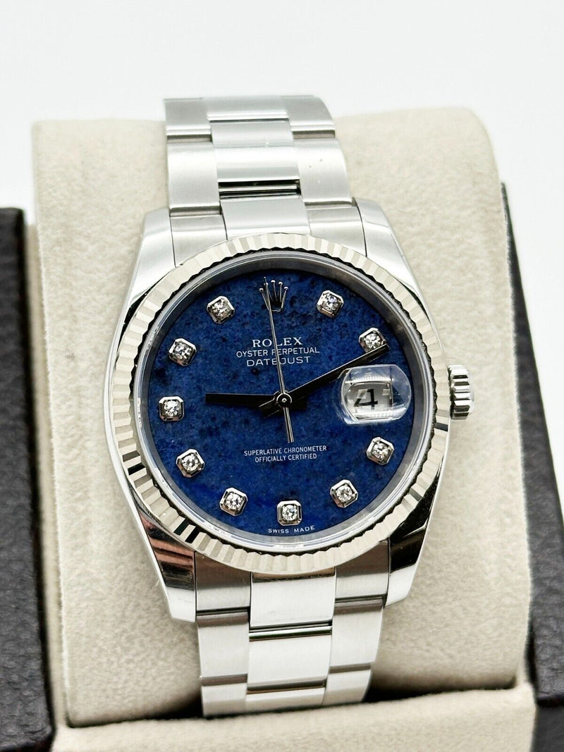 Rolex 116234 FACTORY Sodalite Diamond Dial Stainless 18K Gold Box Paper 2006