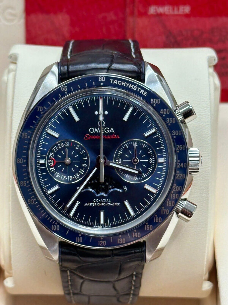 Omega 304.33.44.52.03.001 Speedmaster Moonphase Blue Dial Stainless Box Paper