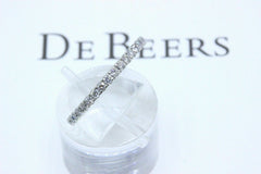 De Beers Platinum Diamond 0.60 TCW Classic Full Pave Wedding Band Ring Papers