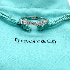 Tiffany & Co Forever Half Circle Diamonds  3 MM Platinum Band Ring Size 5.75