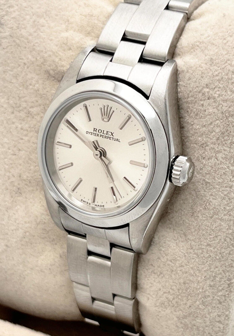 Rolex Ladies Oyster Perpetual 76080 Silver Dial Stainless Steel