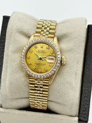 Rolex 69178 Ladies Datejust Factory Diamond Bezel & Dial Jubilee Band 18K Gold