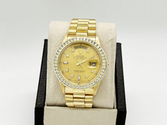 Rolex President Day Date 18238 Diamond Dial Diamond Bezel 18K Yellow Gold 36mm