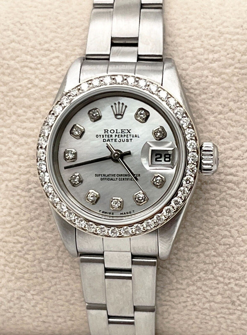 Rolex Ladies Date 79160 MOP Diamond Dial & Diamond Bezel Stainless Steel