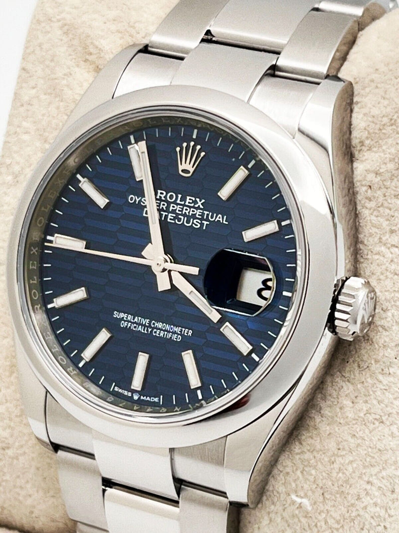 Rolex Datejust 126200 36mm Blue Motif Dial Stainless Steel 2021 Box Paper