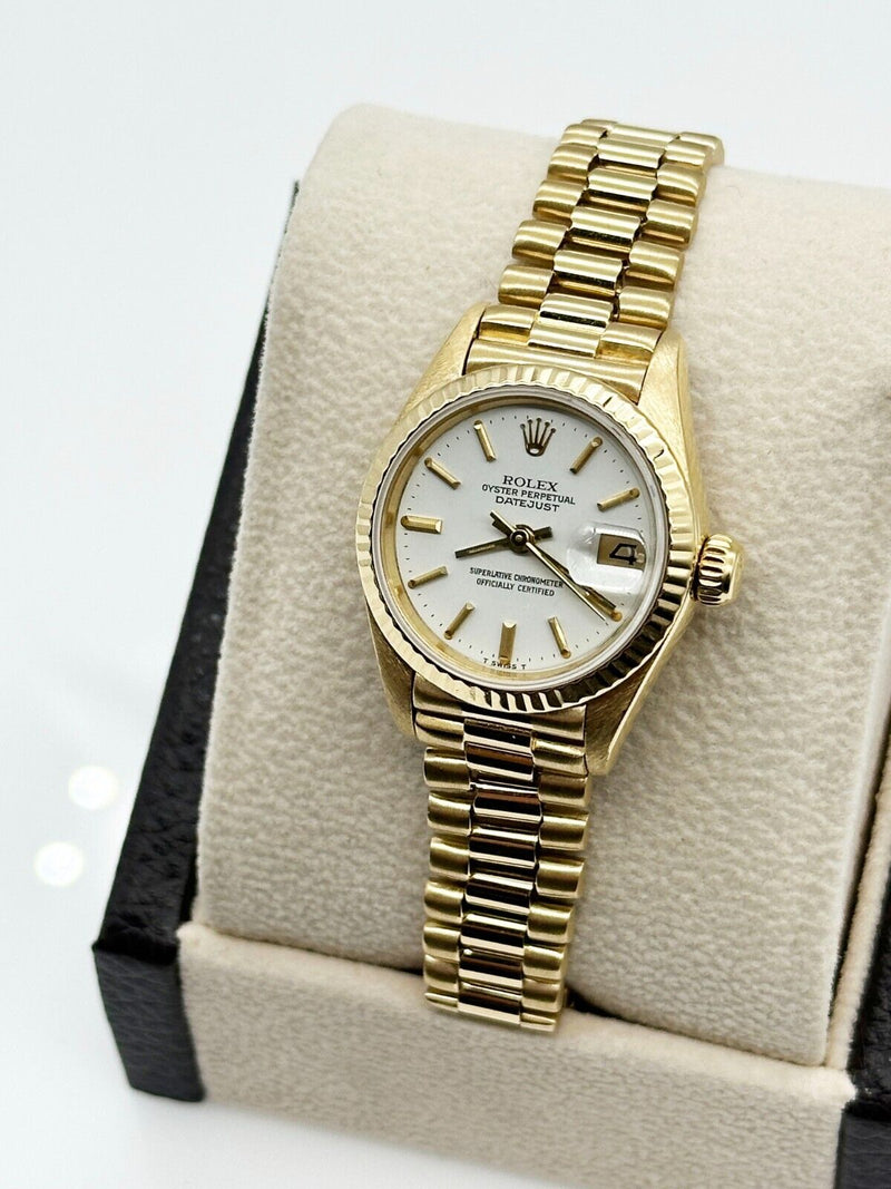 Rolex Ladies President 69178 Datejust White Dial 18K Yellow Gold