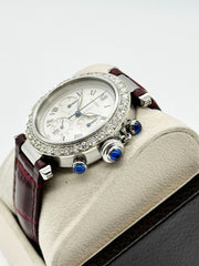 Cartier Pasha Chronograph Ref 1050 38mm Diamond Bezel Stainless Steel