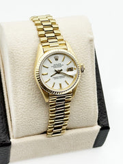 Rolex Ladies President 69178 Datejust White Dial 18K Yellow Gold