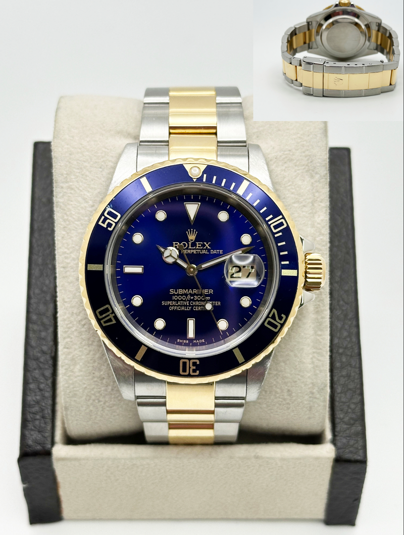 Rolex Submariner 16613 Blue Dial 18K Yellow Gold Stainless Steel