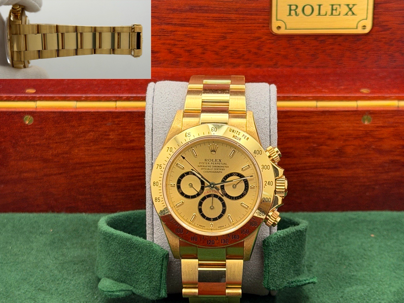 Rolex Daytona Zenith Unpolished 16528 Champagne Inverted 6 Dial 18k Ye
