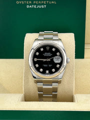 Rolex Datejust 116234 Black Diamond Dial Stainless Steel 18K White Gold 36mm