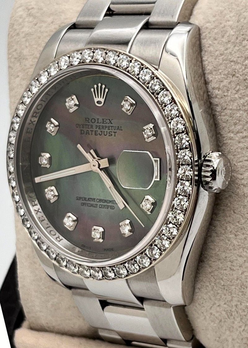 Rolex Datejust 116200 Tahitian MOP Diamond Dial Diamond Bezel Stainless Steel