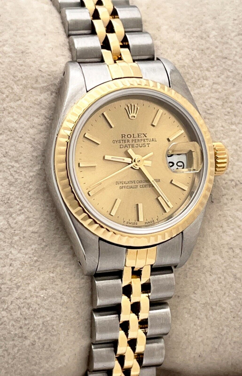 Rolex Datejust Ladies 69173 Champagne Dial 18K Yellow Gold Stainless Steel