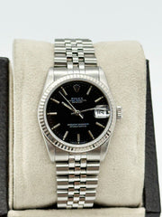 Rolex Datejust 68274 Midsize 31mm Black Dial Stainless Steel 18K Gold Bezel