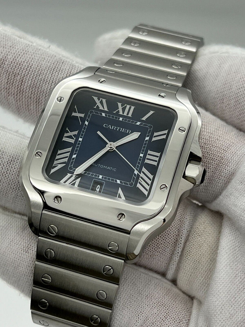 Cartier Santos Large WSSA0030 4072 Blue Dial Stainless Steel Box Paper 2022