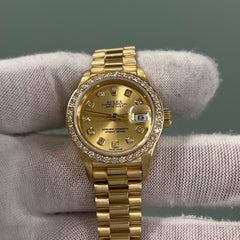 Rolex Ladies President 79178 Factory Diamond Bezel Diamond Dial 18K Yellow Gold